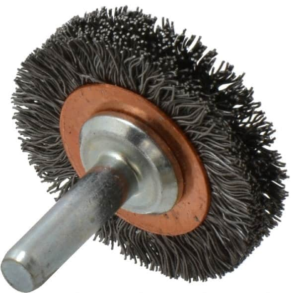 Anderson - 1-1/2" Brush Diam, Crimped, End Brush - 1/4" Diam Shank, 20,000 Max RPM - Americas Industrial Supply