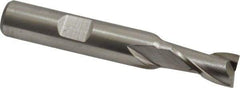 Interstate - 21/64", 9/16" LOC, 3/8" Shank Diam, 2-3/8" OAL, 2 Flute, High Speed Steel Square End Mill - Single End, Uncoated, Spiral Flute, 30° Helix, Centercutting, Right Hand Cut, Right Hand Flute - Americas Industrial Supply