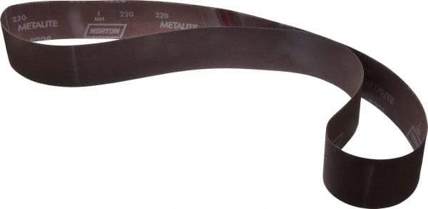 Norton - 2-1/2" Wide x 60" OAL, 220 Grit, Aluminum Oxide Abrasive Belt - Aluminum Oxide, Very Fine, Coated, X Weighted Cloth Backing, Series R228 - Americas Industrial Supply