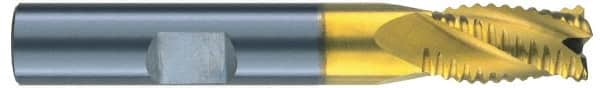 RobbJack - 5/8" Diam, Fine Pitch, 7/8" LOC, 4 Flute Solid Carbide Roughing Square End Mill - TiN Finish, 3-1/2" OAL, 5/8" Shank Diam, Single End, Centercutting, 30° Helix - Americas Industrial Supply