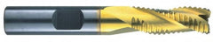 RobbJack - 9/16" Diam, Fine Pitch, 1-1/4" LOC, 3 Flute Solid Carbide Roughing Square End Mill - TiN Finish, 3-1/2" OAL, 9/16" Shank Diam, Single End, Centercutting, 30° Helix - Americas Industrial Supply