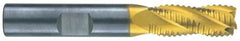 RobbJack - 7/16" Diam, Fine Pitch, 1" LOC, 4 Flute Solid Carbide Roughing Square End Mill - TiN Finish, 2-3/4" OAL, 7/16" Shank Diam, Single End, Centercutting, 30° Helix - Americas Industrial Supply