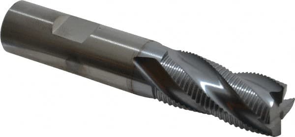 RobbJack - 3/4" Diam, Fine Pitch, 1-1/2" LOC, 4 Flute Solid Carbide Roughing Square End Mill - TiCN Finish, 4" OAL, 3/4" Shank Diam, Single End, Centercutting, 30° Helix - Americas Industrial Supply