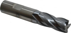 RobbJack - 3/4" Diam, Fine Pitch, 1-1/2" LOC, 4 Flute Solid Carbide Roughing Square End Mill - TiCN Finish, 4" OAL, 3/4" Shank Diam, Single End, Centercutting, 30° Helix - Americas Industrial Supply