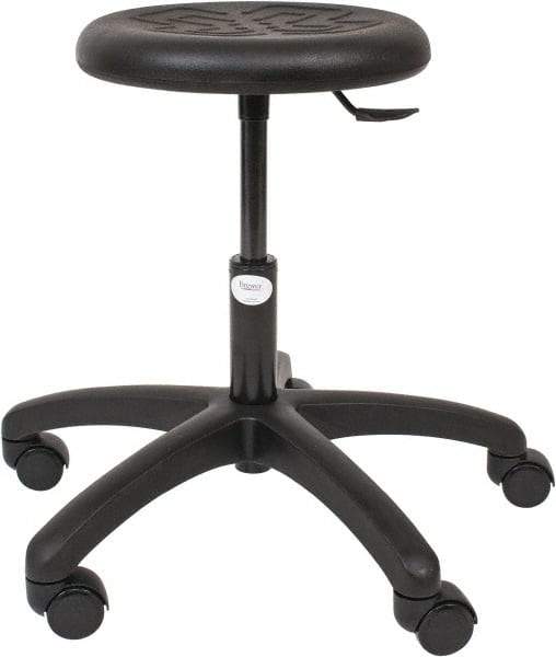 Made in USA - 15-1/2 to 20-1/2" High Utility Stool - Polyurethane Seat, Black - Americas Industrial Supply