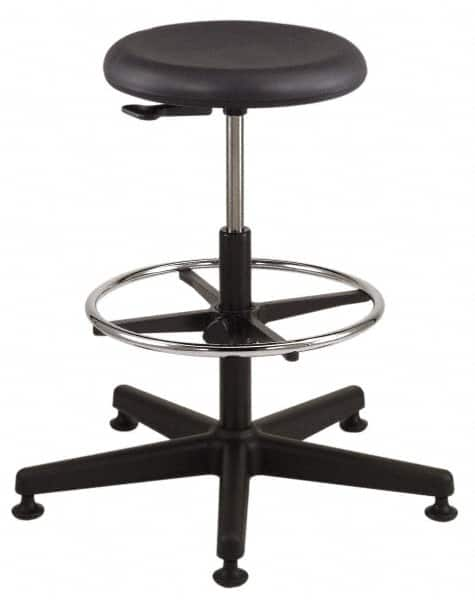 Bevco - 18-1/2 to 26" High Versa Backless Utility Stool with Black Nylon Base - Polyurethane Seat, Black, Mushroom Glides - Americas Industrial Supply