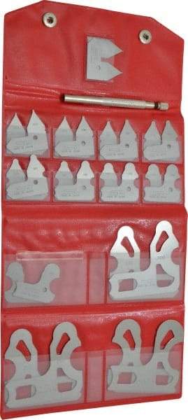 SPI - 26 Piece, 0.01 to 1/2 Inch Radius, Stainless Steel Radius Gage Set - Satin Chrome Coated - Americas Industrial Supply