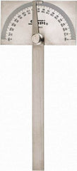 SPI - 6 Inch Long Blade, 180° Max Measurement, 1° Dial Graduation, Rectangular Head Protractor - Accuracy Up to 30 Min, 0 to 90 to 0 Dial Range - Americas Industrial Supply