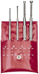 SPI - 1/8 to 1/2 Inch Measurement, 0.8800, 1.2000 and 1.6000 Inch Gage Depth, Small Hole Gage Set - Half Ball, Satin Chrome Coated, Includes Pouch - Americas Industrial Supply