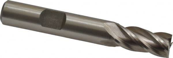 Interstate - 23/64", 3/4" LOC, 3/8" Shank Diam, 2-1/2" OAL, 4 Flute, High Speed Steel Square End Mill - Single End, Uncoated, Spiral Flute, 30° Helix, Right Hand Cut, Right Hand Flute - Americas Industrial Supply