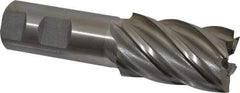 Interstate - 1-1/4", 2" LOC, 1" Shank Diam, 4-1/2" OAL, 6 Flute, High Speed Steel Square End Mill - Single End, Uncoated, Spiral Flute, 30° Helix, Right Hand Cut, Right Hand Flute - Americas Industrial Supply