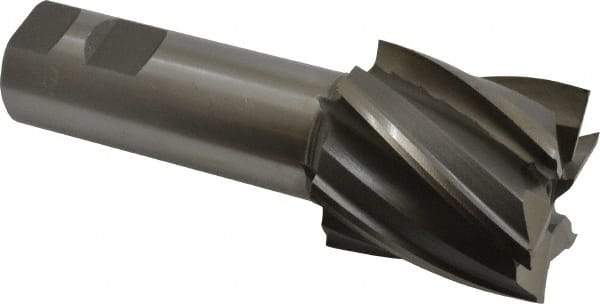 Interstate - 2", 2" LOC, 1-1/4" Shank Diam, 5-1/2" OAL, 6 Flute, High Speed Steel Square End Mill - Single End, Uncoated, Spiral Flute, 30° Helix, Right Hand Cut, Right Hand Flute - Americas Industrial Supply