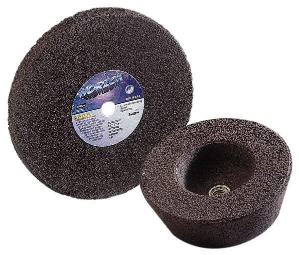 Norton - Type 18, 1-1/2" Max Diam, 2-1/2" Head Thickness, 16 Grit Square Tip Plug - Zirconia Alumina, Very Coarse Grade, 5/8-11 Shank Thread - Americas Industrial Supply
