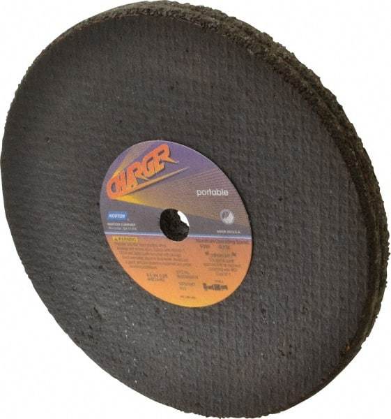 Norton - 8" Diam x 5/8" Hole x 3/4" Thick, R Hardness, 14 Grit Surface Grinding Wheel - Zirconia Alumina, Type 1, Very Coarse Grade, 6,000 Max RPM, No Recess - Americas Industrial Supply