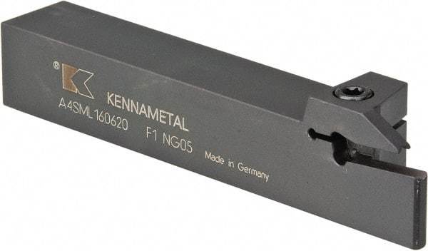 Kennametal - External Thread, 0.79" Max Depth of Cut, 6mm Min Groove Width, 6" OAL, Left Hand Indexable Grooving Cutoff Toolholder - 1" Shank Height x 1" Shank Width, A4..06.. Insert Style, A4SM Toolholder Style, Series A4 - Americas Industrial Supply