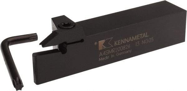Kennametal - External Thread, 1.02" Max Depth of Cut, 8mm Min Groove Width, 6" OAL, Right Hand Indexable Grooving Cutoff Toolholder - 8 Seat Size, 1-1/4" Shank Height x 1-1/4" Shank Width, A4..08.. Insert Style, A4SM Toolholder Style, Series A4 - Americas Industrial Supply