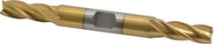 Interstate - 5/16", 3/4" LOC, 3/8" Shank Diam, 3-1/2" OAL, 4 Flute, High Speed Steel Square End Mill - Double End, TiN Finish, Spiral Flute, 30° Helix, Right Hand Cut, Right Hand Flute - Americas Industrial Supply