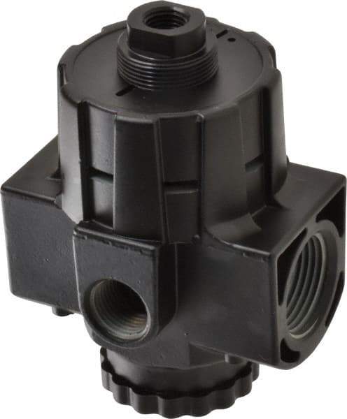 Norgren - 1 NPT Port, Zinc Hi-Flow Pilot Operated Regulator - 10 to 300 psi Range, 300 Max psi Supply Pressure, 1/2" Gauge Port Thread, 2.7" Wide x 5.2" High - Americas Industrial Supply