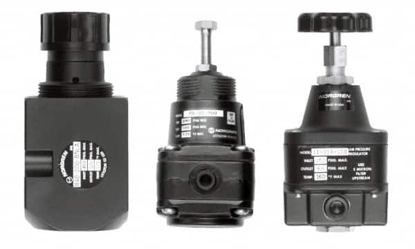 Norgren - 1/4 NPT Port, 6.4 CFM, Aluminum Remote Pilot Regulator - 5 to 125 psi Range, 450 Max psi Supply Pressure, 2.47" Wide x 5.24" High - Americas Industrial Supply