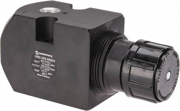 Norgren - 1/4 NPT Port, 6.4 CFM, Aluminum Remote Pilot Regulator - 10 to 250 psi Range, 450 Max psi Supply Pressure, 2.47" Wide x 5.24" High - Americas Industrial Supply
