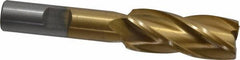 Interstate - 11/16", 1-5/8" LOC, 1/2" Shank Diam, 3-5/8" OAL, 4 Flute, High Speed Steel Square End Mill - Single End, TiN Finish, Spiral Flute, 30° Helix, Right Hand Cut, Right Hand Flute - Americas Industrial Supply