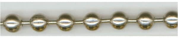 Made in USA - Number 20 Trade Size Steel Ball Chain - 0.382 Inch Ball Diameter, 175 Lbs. Tensile Strength, 50 Ft. Long , 24 Balls per Foot - Americas Industrial Supply