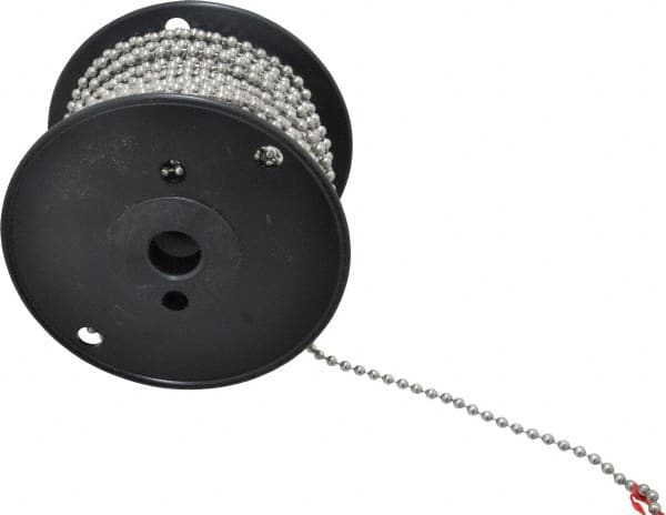Made in USA - Number 10 Trade Size Stainless Steel Ball Chain - 0.178 Inch Ball Diameter, 80 Lbs. Tensile Strength, 100 Ft. Long , 48.5 Balls per Foot - Americas Industrial Supply