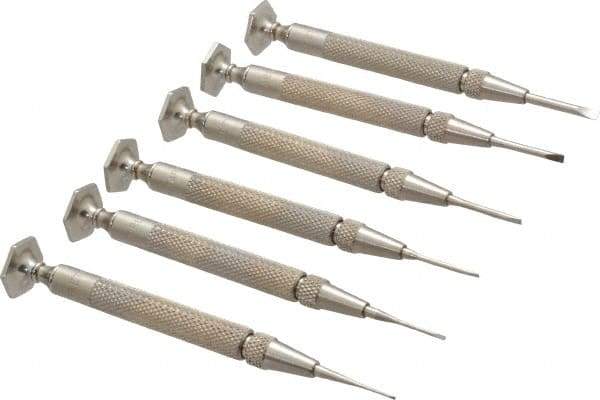 Starrett - 6 Piece Slotted Screwdriver Set - Round Shank, Blade Sizes: Length 5/8 - Americas Industrial Supply