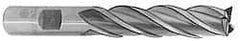 Interstate - 1-1/2", 4" LOC, 1-1/4" Shank Diam, 6-1/2" OAL, 6 Flute, High Speed Steel Square End Mill - Single End, Uncoated, Spiral Flute, 30° Helix, Right Hand Cut, Right Hand Flute - Americas Industrial Supply