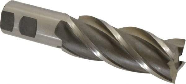 Interstate - 1-1/2", 4" LOC, 1-1/4" Shank Diam, 6-1/2" OAL, 4 Flute, High Speed Steel Square End Mill - Single End, Uncoated, Spiral Flute, 30° Helix, Right Hand Cut, Right Hand Flute - Americas Industrial Supply
