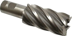 Interstate - 2", 4" LOC, 1-1/4" Shank Diam, 6-1/2" OAL, 6 Flute, High Speed Steel Square End Mill - Single End, Uncoated, Spiral Flute, 30° Helix, Right Hand Cut, Right Hand Flute - Americas Industrial Supply