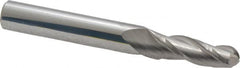 Accupro - 1.5° Taper Angle per Side, 1/4" Small End Diam, 3/4" LOC, Solid Carbide 3 Flute Tapered Ball End Mill - 2-1/2" OAL, 5/16" Shank Diam - Americas Industrial Supply