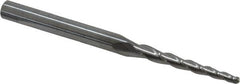 Accupro - 2° Taper Angle per Side, 5/64" Small End Diam, 1" LOC, Solid Carbide 3 Flute Tapered Ball End Mill - 2-1/2" OAL, 3/16" Shank Diam - Americas Industrial Supply