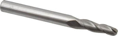 Accupro - 2° Taper Angle per Side, 3/16" Small End Diam, 3/4" LOC, Solid Carbide 3 Flute Tapered Ball End Mill - 2-1/2" OAL, 1/4" Shank Diam - Americas Industrial Supply