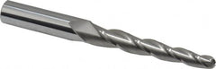 Accupro - 2° Taper Angle per Side, 1/4" Small End Diam, 2-1/4" LOC, Solid Carbide 3 Flute Tapered Ball End Mill - 4" OAL, 7/16" Shank Diam - Americas Industrial Supply