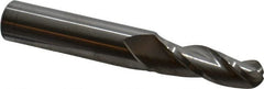 Accupro - 2° Taper Angle per Side, 3/8" Small End Diam, 1-1/4" LOC, Solid Carbide 3 Flute Tapered Ball End Mill - 3-1/4" OAL, 1/2" Shank Diam - Americas Industrial Supply