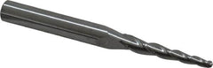 Accupro - 3° Taper Angle per Side, 3/32" Small End Diam, 1" LOC, Solid Carbide 3 Flute Tapered Ball End Mill - 2-1/2" OAL, 1/4" Shank Diam - Americas Industrial Supply
