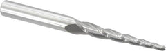 Accupro - 3° Taper Angle per Side, 1/8" Small End Diam, 2" LOC, Solid Carbide 3 Flute Tapered Ball End Mill - 4" OAL, 3/8" Shank Diam - Americas Industrial Supply