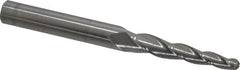 Accupro - 3° Taper Angle per Side, 1/4" Small End Diam, 2-1/4" LOC, Solid Carbide 3 Flute Tapered Ball End Mill - 5" OAL, 1/2" Shank Diam - Americas Industrial Supply