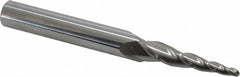 Accupro - 5° Taper Angle per Side, 1/8" Small End Diam, 1-1/2" LOC, Solid Carbide 3 Flute Tapered Ball End Mill - 4" OAL, 7/16" Shank Diam - Americas Industrial Supply