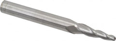 Accupro - 5° Taper Angle per Side, 3/16" Small End Diam, 1-1/4" LOC, Solid Carbide 3 Flute Tapered Ball End Mill - 4" OAL, 7/16" Shank Diam - Americas Industrial Supply