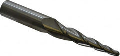 Accupro - 5° Taper Angle per Side, 3/16" Small End Diam, 2-1/2" LOC, Solid Carbide 3 Flute Tapered Ball End Mill - 4-5/8" OAL, 3/8" Shank Diam - Americas Industrial Supply