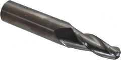 Accupro - 5° Taper Angle per Side, 3/8" Small End Diam, 1-1/4" LOC, Solid Carbide 3 Flute Tapered Ball End Mill - 3-1/2" OAL, 5/8" Shank Diam - Americas Industrial Supply