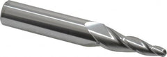 Accupro - 7° Taper Angle per Side, 3/16" Small End Diam, 1-1/4" LOC, Solid Carbide 3 Flute Tapered Ball End Mill - 3-1/4" OAL, 1/2" Shank Diam - Americas Industrial Supply