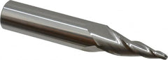 Accupro - 10° Taper Angle per Side, 1/8" Small End Diam, 1-1/4" LOC, Solid Carbide 3 Flute Tapered Ball End Mill - 3-1/2" OAL, 5/8" Shank Diam - Americas Industrial Supply