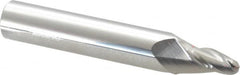 Accupro - 10° Taper Angle per Side, 1/4" Small End Diam, 3/4" LOC, Solid Carbide 3 Flute Tapered Ball End Mill - 3-1/2" OAL, 9/16" Shank Diam - Americas Industrial Supply