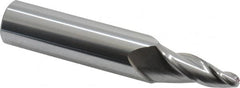 Accupro - 10° Taper Angle per Side, 1/4" Small End Diam, 1-1/4" LOC, Solid Carbide 3 Flute Tapered Ball End Mill - 4" OAL, 3/4" Shank Diam - Americas Industrial Supply