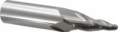 Accupro - 10° Taper Angle per Side, 1/4" Small End Diam, 2" LOC, Solid Carbide 3 Flute Tapered Ball End Mill - 5" OAL, 1" Shank Diam - Americas Industrial Supply