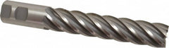 Interstate - 1-1/4", 6" LOC, 1-1/4" Shank Diam, 8-1/2" OAL, 6 Flute, High Speed Steel Square End Mill - Single End, Uncoated, Spiral Flute, 30° Helix, Right Hand Cut, Right Hand Flute - Americas Industrial Supply