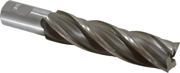 Value Collection - 1-1/2", 6" LOC, 1-1/4" Shank Diam, 8-1/2" OAL, 4 Flute, High Speed Steel Square End Mill - Single End, Uncoated, Spiral Flute, 30° Helix, Right Hand Cut, Right Hand Flute - Americas Industrial Supply